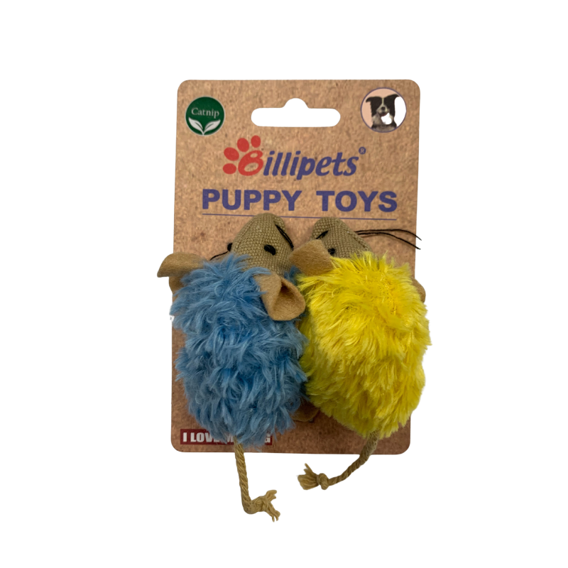 Billipets 長毛老鼠貓草玩具｜7.5cm・2件裝