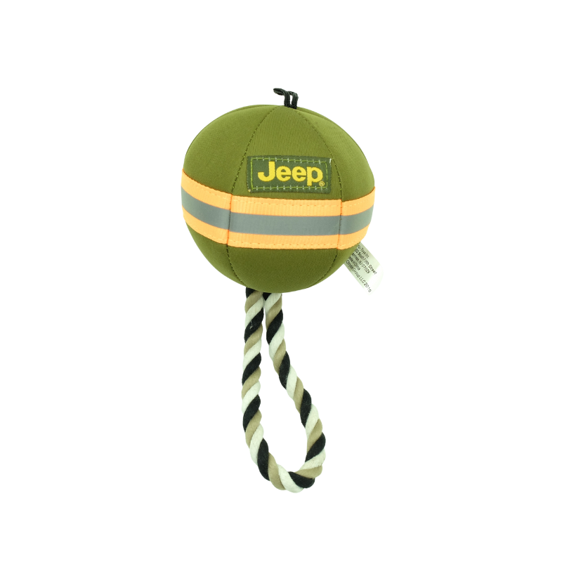 Jeep 潛水衣布發聲狗玩具｜粗棉繩圓球 10cm