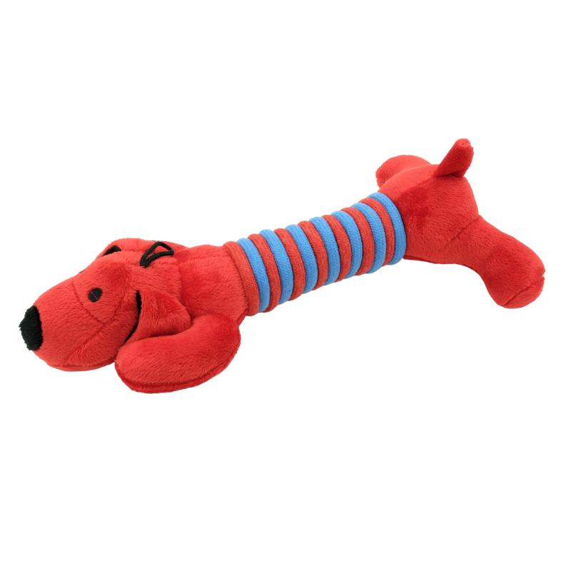 Billipets 毛絨棉繩發聲狗玩具｜紅色臘腸狗 30cm
