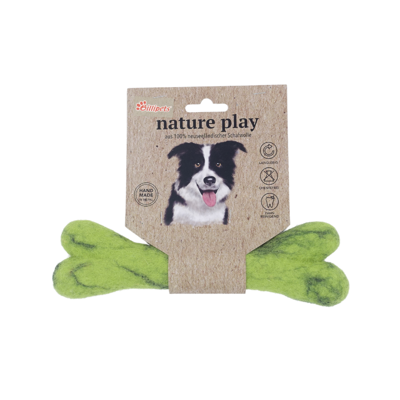 Billipets 新西蘭羊毛骨頭狗玩具｜綠色小款 15cm