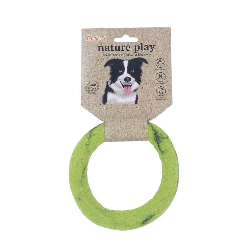 Billipets 新西蘭羊毛拉扯圈狗玩具｜綠色 15cm
