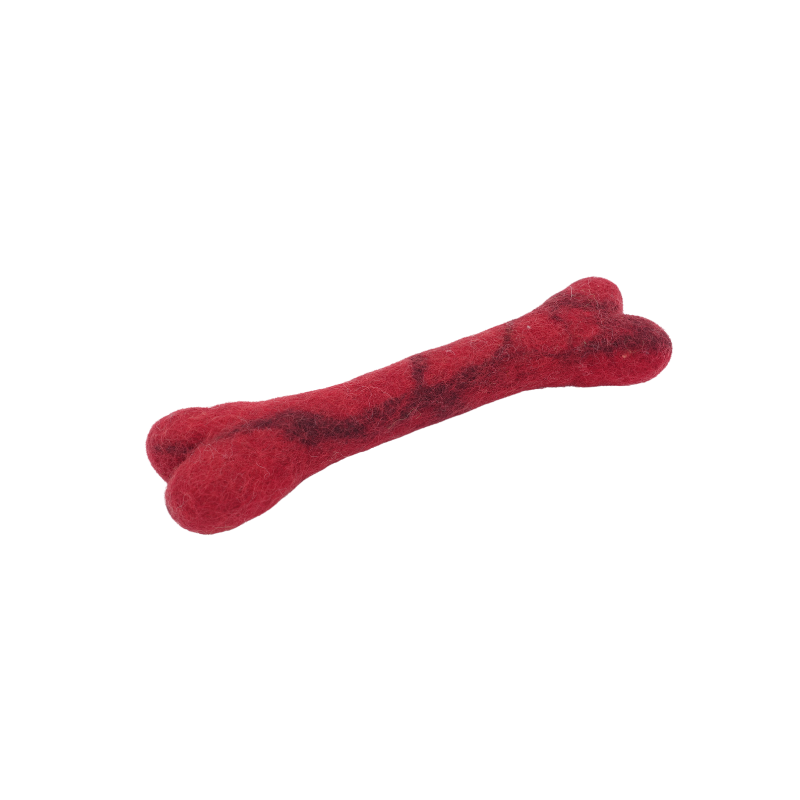 Billipets 新西蘭羊毛骨頭狗玩具｜紅色大款 21cm