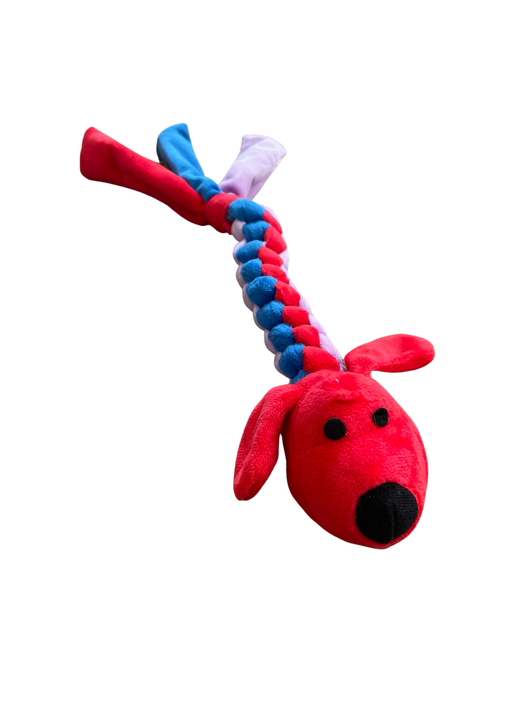 Billipets 三色編織發聲狗玩具｜紅色長圓身 40cm