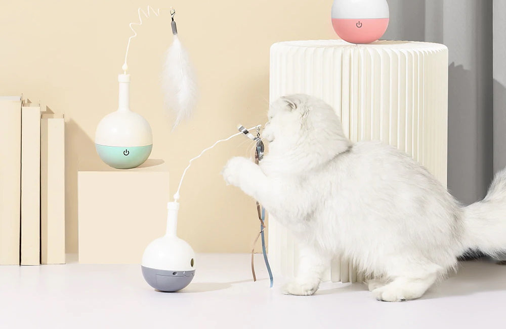 電動不倒翁逗貓玩具｜360°旋轉
