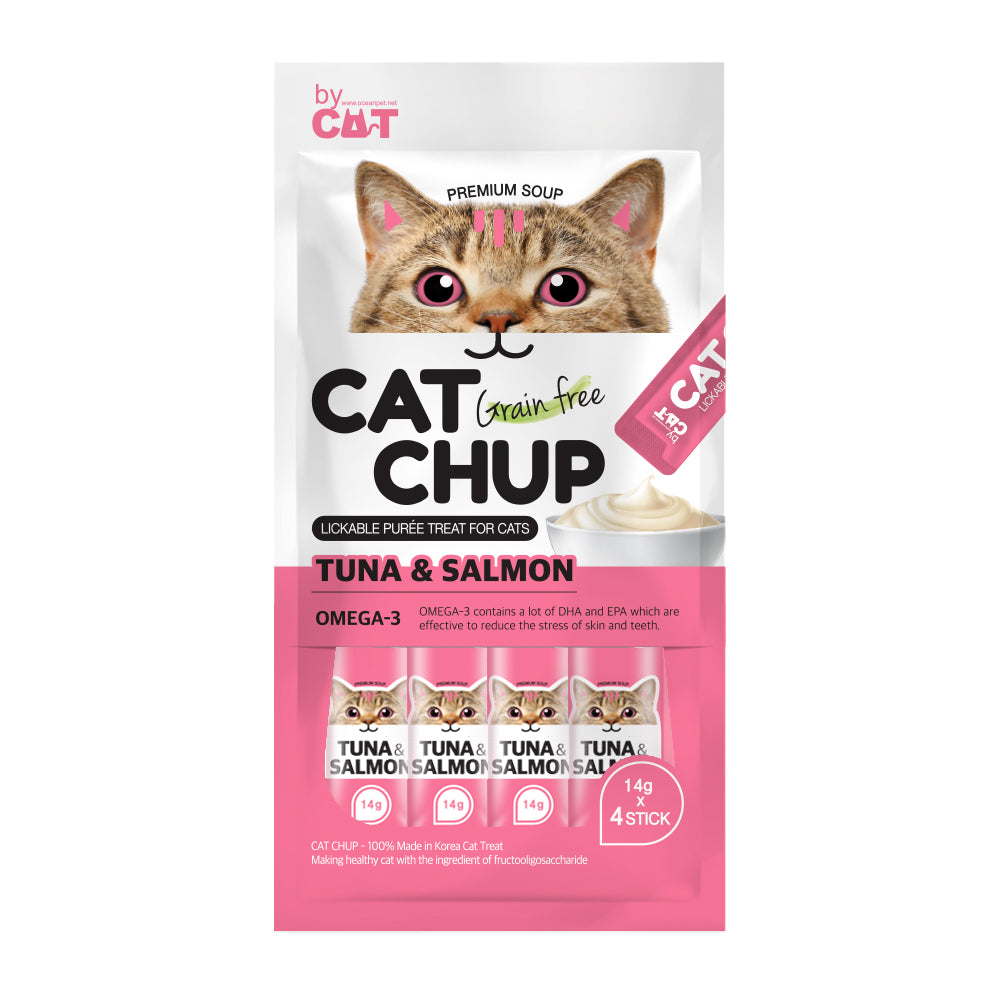 Cat Chup 貓貓無穀物糊狀營養小食 奧米加3配方 (吞拿魚和三文魚) 13g x 4包