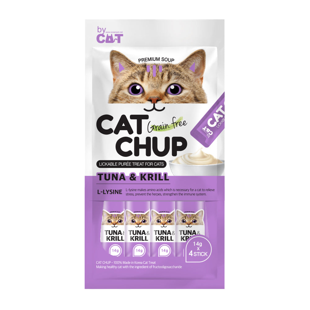 Cat Chup 貓貓無穀物糊狀營養小食 L-賴氨酸配方 (吞拿魚 +磷蝦 )
