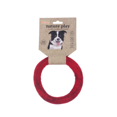 Billipets 新西蘭天然羊毛拉扯圈 狗玩具-紅色